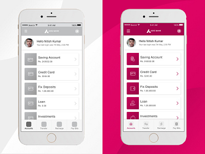 Axis Bank - Dashboard redesigned (iOS Version) bank best designer design finance fintech india ui user experience user interface ux wireframe