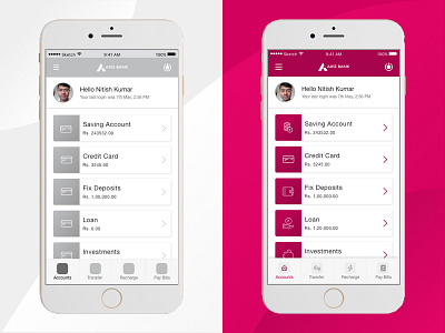 Axis Bank - Dashboard redesigned (iOS Version)