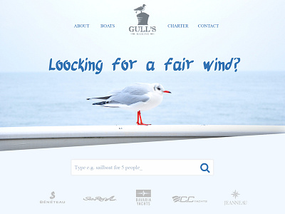 Find Sailboat For Rent - Concept boating clean sailboat sailing sea seagull search ui web design
