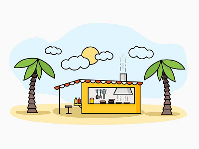 Beach Burgers clip art fast food grill icons illustration palms