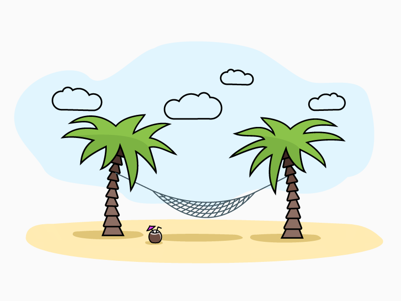 Net Hammock illustration sky summer enjoy coctail coconut line palms beach