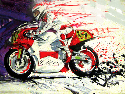 Cartaz Yamaha Freddie Spencer illustration ilustra