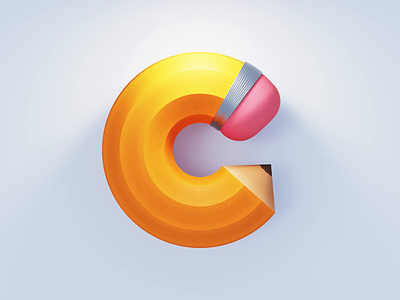 C Logo 3d 3d animation animation art branding c4d coronarender drawing gif icon illustration ios logo pencil