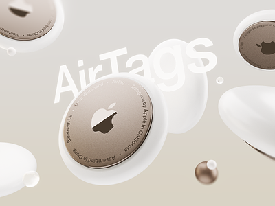 Apple AirTags 3d airtag airtags apple concept copper design device find keychain lost metal mockup my product render tile tracking white