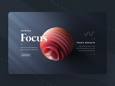 Focus — Dark Landing Page 3d animation dark focus kit landing meditation modern orange red rose tracking ui website yoga