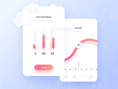 Time Tracker App With Stats app clouds flat purple stats timer tracker ui