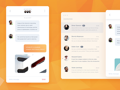 Omee – Messenger UI Kit bot chat free freebie kit messenger modern orange template ui user web