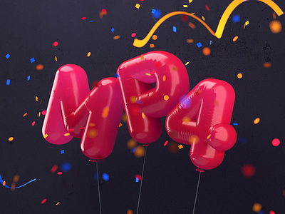 Balloon MP4 3d animation balloon c4d confetti icon logo mp4 party red typography