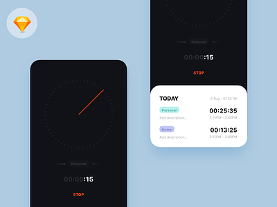 Time Tracker App app dark design download flat free freebie how to ios iphone iphone x iphone xs stopwatch time timer tracker ui
