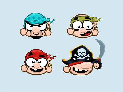 Funny pirates app characters game pirates simple vector