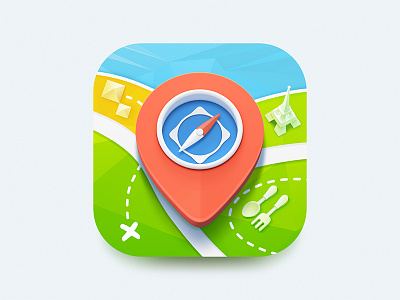 Travel icon concept apple compass flat icon ios iphone navigation pin travel