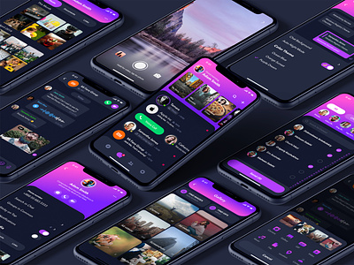 Rainbow Messenger - Purple Dream app design app icons app ui apple application chat dark iphone messenger purple theme uidesign ux design