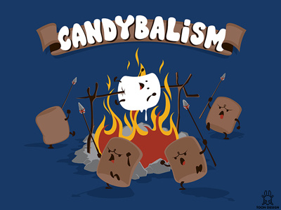 Candybalism camping candy cannibalsim fire joachim berg toon design marshmallows smokes