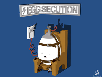 Eggsecution bad apple egg eggsecution electric chair electrocution execution joachim berg omelette toon design