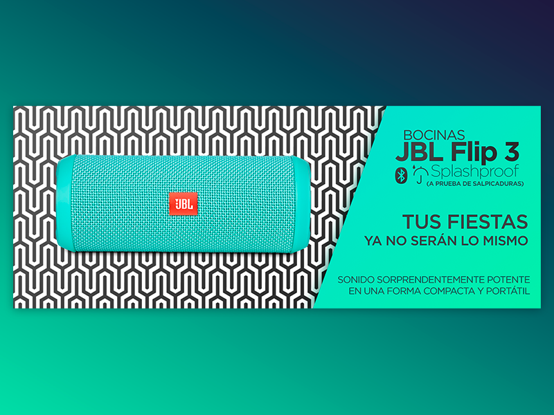 Web Banner for Online Store - JBL Flip 3 Speakers store online gradients flip 3 speakers slider ad web banner jbl