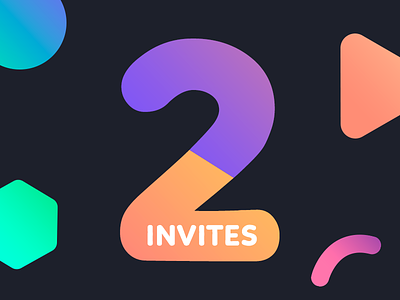 2 Dribbble Invites for 2 Awesome Designers 2 color debut dribbble gradient invitacion invitation invite invites shapes shot
