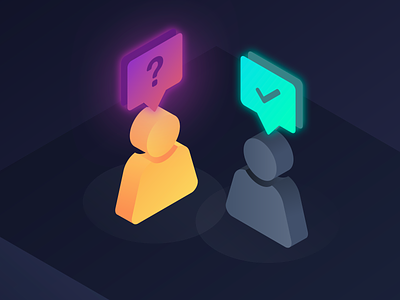 Questions & Answers - Isometric Illustration 3d and answers beautiful chat gradient illustration isomatric message persona profile qa questions style