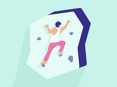 Bouldering Illustration boulder bouldering climb climbing colorful exercise flat flatdesign gym illustration person sport