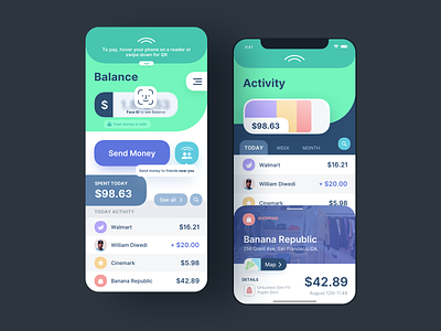 Wallet App Concept app bank cash dashboard face id finance fintech fintech app interface ios iphone mobile money payment product design round corners spendings ui ux wallet
