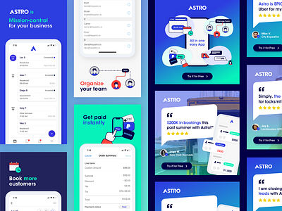 Facebook Posts for Hey Astro! ad ads app banner facebook fb gradient icons illustration instagram instagram banner marketing post quotes social media testimonials