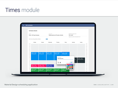 Times Module - Scheduling application using Material Design application mac material design minimal mock up product design schedule sketch sketchapp software telecoms ui ux web app