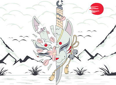 The Kitsune Mask art design graphic design illustration logo the kitsune mask vector