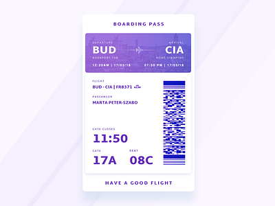 DailyUI #024 - Boarding Pass 024 boarding challange dailyui pass travel uidesign uxdesign