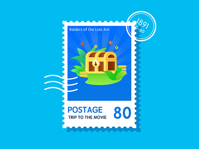 Stamp branding card color design film illustration movie postage raiders of the lost ark stamp ui