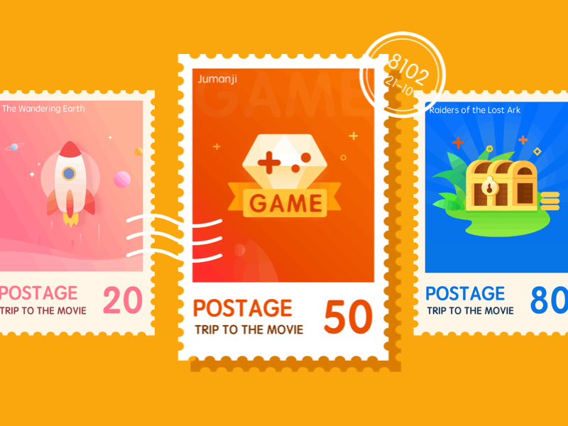 Principle Work animation app card color design illustration postage postage stamp principle ui
