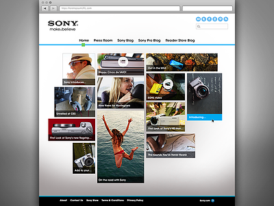 Home Page Design for Sony.com's Blog creative design gui mock up ui visual web
