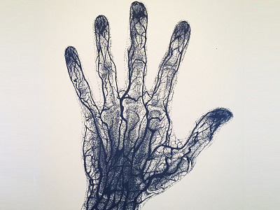 Blood vessels of the human hand drawing illustration ink pen sketch