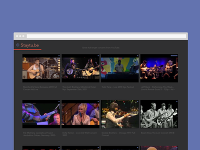 Staytube 2.0 api app clip concerts dark live music ui website youtube