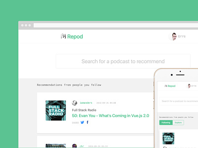 Repod podcast podcasts product recommend webapp website
