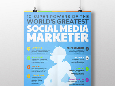 Social Media Marketer art artistic blue colors comic infographic marketing media social superhero