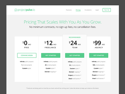 Pricing Page clean flat homepage landing page pricing product template ui ux web design website