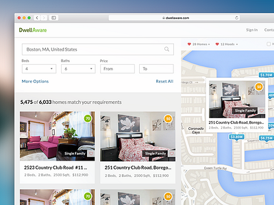 Listings Search Page app dashboard flat index project table template timeline ui ux web design website