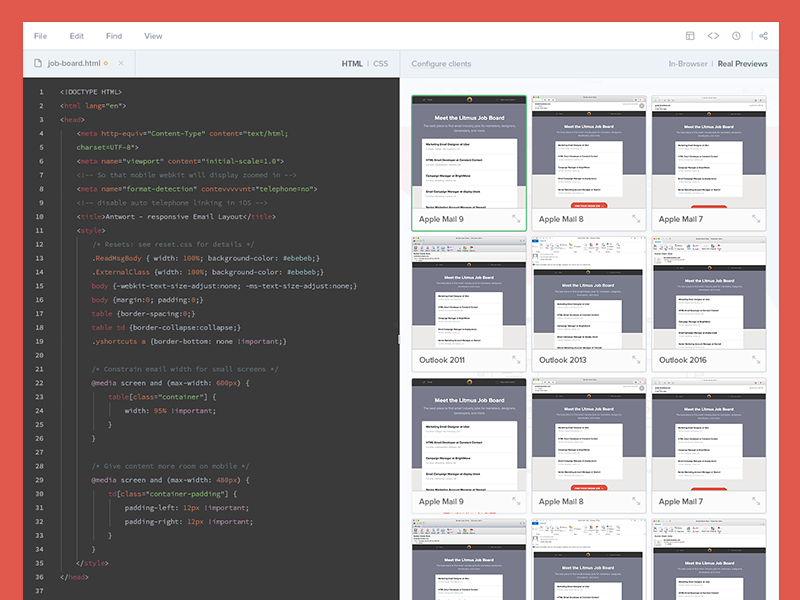 Build, Test, and Make Changes in Real Time responsive redesign html css user interface app editor code builder flat ux ui