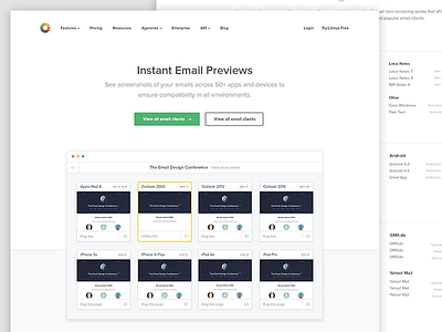 Instant Email Previews - How it Works buttons email hero home how how it works illustration landing navigation previews web page works