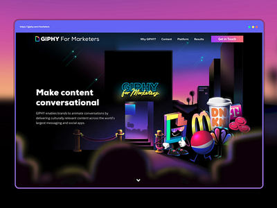 GIPHY For Marketers ad week gif giphy illustration landing page marketing motion scroll animation