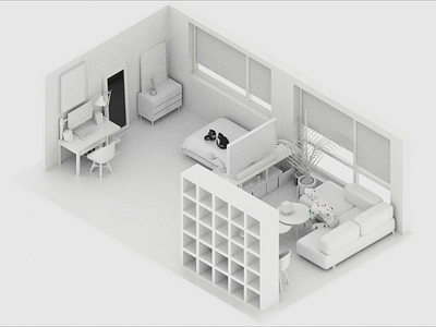 Where I Live 3d rendering apartment arnold render c4d c4dfordesigners furniture geometric interior design isometric