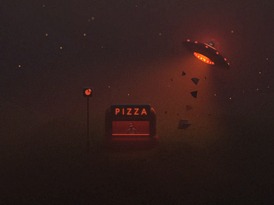 Grubduction 3d rendering abduction alien arnold c4d gif loop motion pizza space ufo