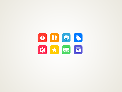 Coupon Mobile Icons calendar colors coupons gift icons ios7 printer shipping star stopwatch tag truck
