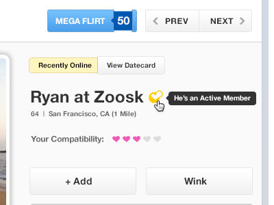 Zoosk New Profile profile tooltip ui ux