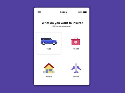 Insurance App Mockup - Categories app ui icons illustration illustrator insurance insurance categories mockup ui user interface