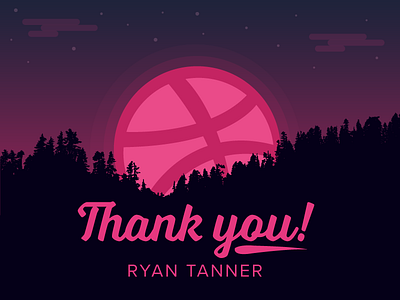 Thank you Ryan Tanner debut dribbble first shot invite sunset thank you