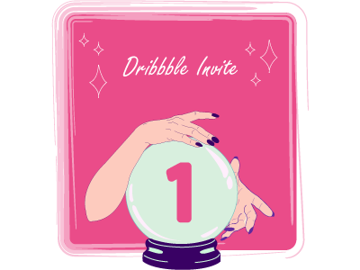 1 Dribbble Invite UPDATED crystal ball design draft dribbble fortune giveaway illustration invite vector