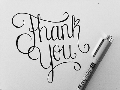 Thank You Note hand drawn handwritten illustration typography