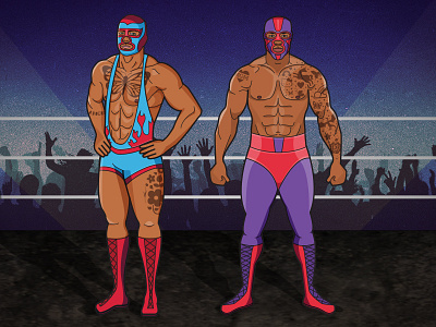 Luchadores code school graphic design illustration luchador