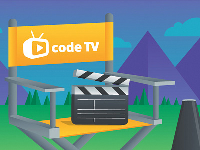 Code TV Set code school codetv directors chair illustration movie set vector vector art