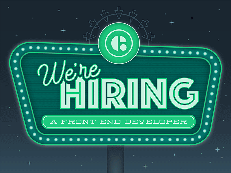 We're Hiring! animation envy labs front end hiring job neon sign orlando